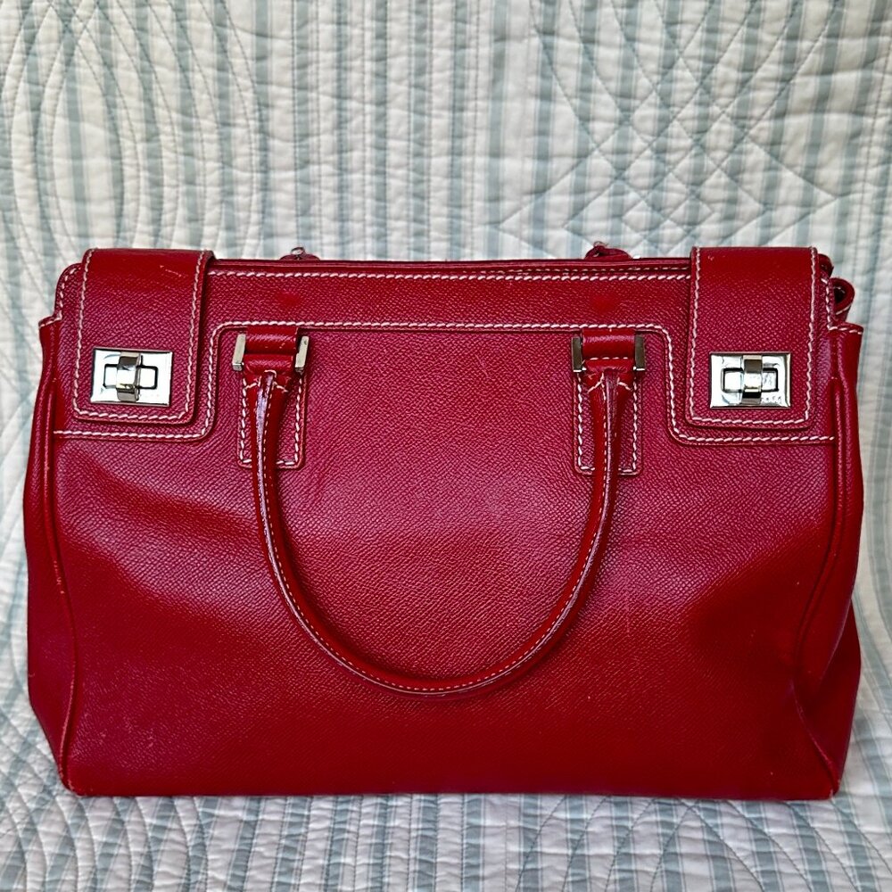 Red w/ White Stitchig Rafe Italian leather Handbag/Shoulderbag
